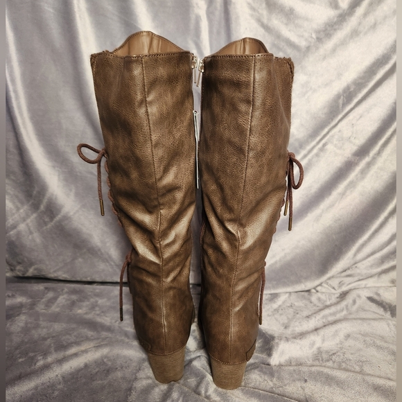 Muk Luks Brown Lace-Up Heeled Boots - Picture 3 of 11